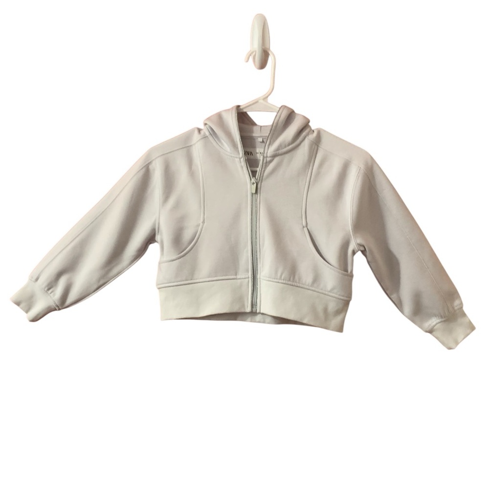 Zara Kids Light Gray Zip-Up Hoodie 6-7